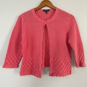 🦋 Notations Pink Peach Scalloped Hem Single Button Cardigan XL PXL Valentine’s